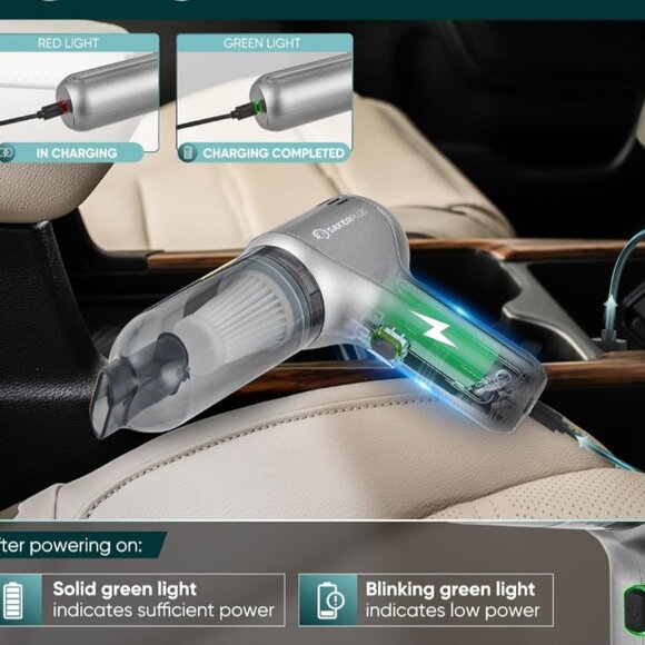 SAKER PLUS CAR VACUUM CLEANER-WIRELESS-HAND-HELD-BRUSHLESS MOTOR 3 IN 1 PORTABLE - Picture 2 of 15